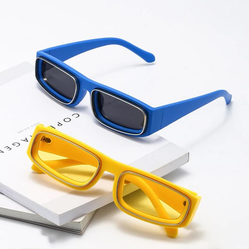 Occhiali da Sole Uomo alla Moda Lusso Rettangolari Piccoli Designer Quadrati Retrò UV400 Lenti Occhiali Moda per Uomo