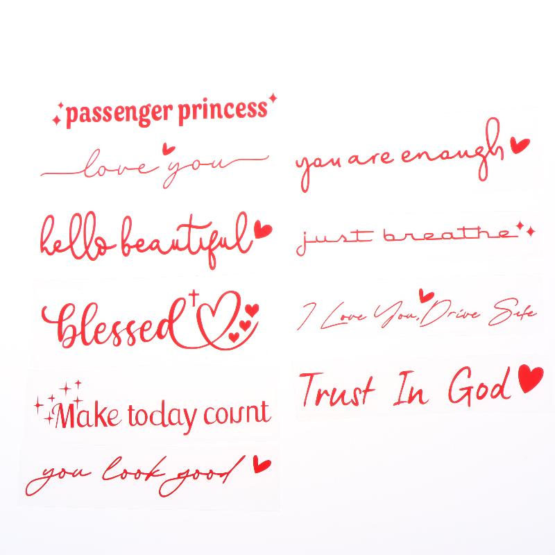 

10Pcs Religious Text Trust In Car Stickers Waterproof For Motorcycle Rearview Mirrors Auto Rearview Mirrors червоний