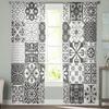 Flower Black Square Art Tulle Curtains for Bedroom Hall Living Room Decor Chiffon Curtain for Balcony Kitchen Home Drapes