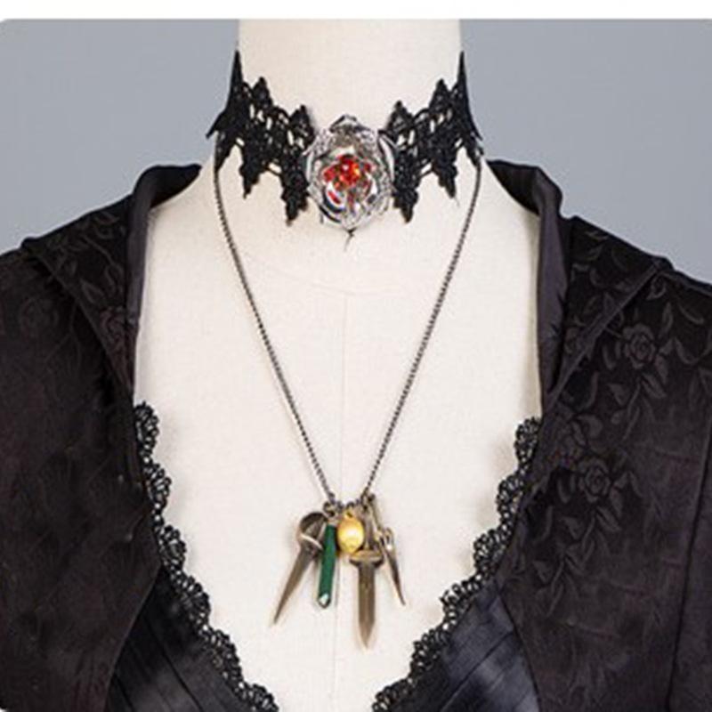Halloween Costume Resident Evil 8 Village Cos Costume, Moth Girl Black Vampire Cosplay Long Dress XS