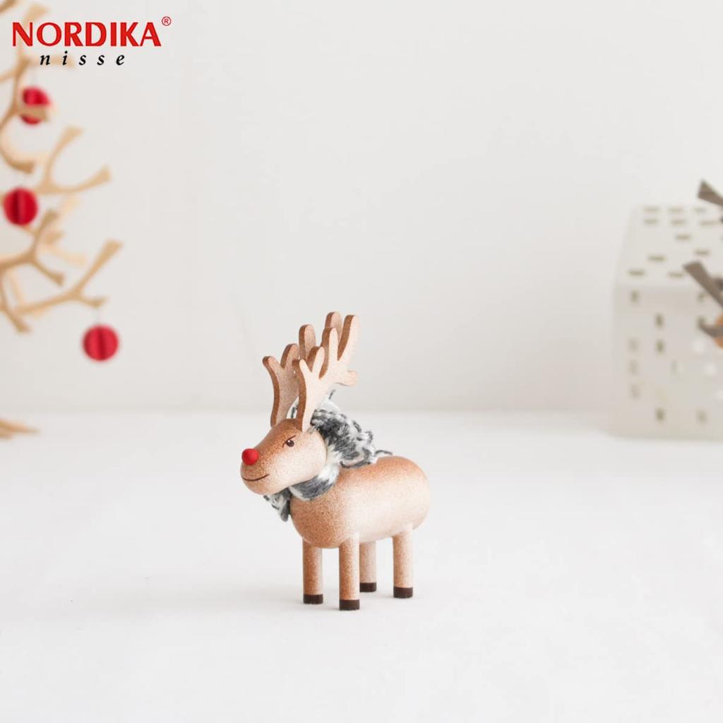 Nordica Nisse Christmas Wooden Reindeer Doll Brown Scarf