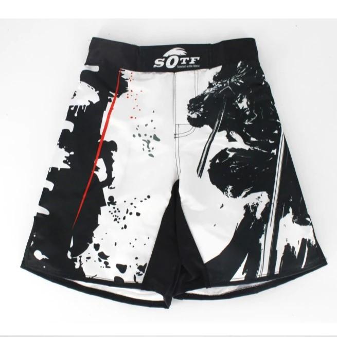 SOTF czarne w pasie Bushido Fitness ostre spodenki do sportów walki ninja tygrys Muay Thai spodenki mma odzież bokserska boks tajski