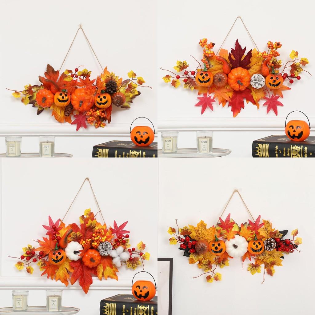 And Halloween Pumpkin Maple Leaf Wall Hanging Ornament For Holiday Decor Home