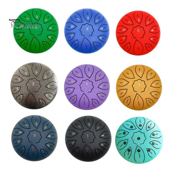 Compact Music Drum 6-Inch Steel Tongue with Mallets Note Stickers 11 Notes C Key Yoga Meditation Sound Therapy Hand Pan Musical Percussion Instrument