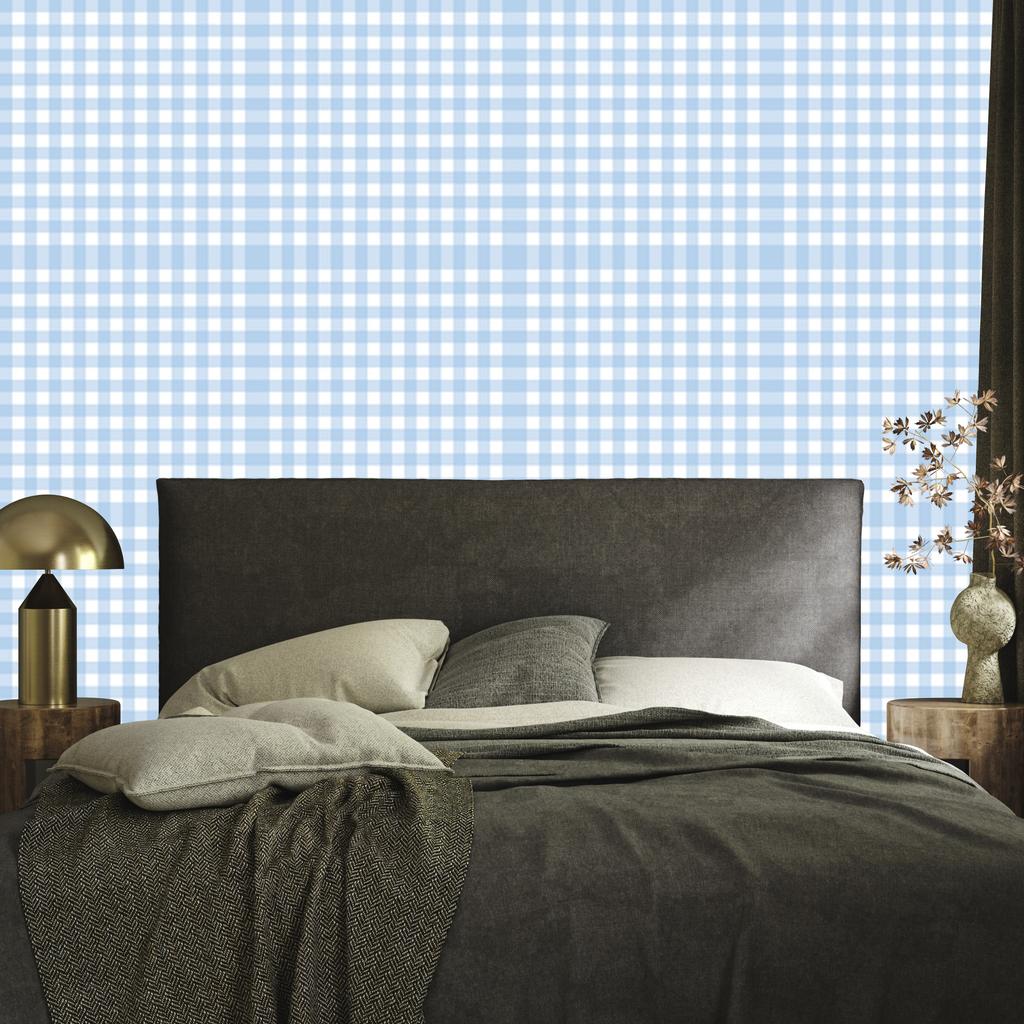 Wallpaper Fabric Pattern Azure and White for Living Room and Bedroom 50x1000