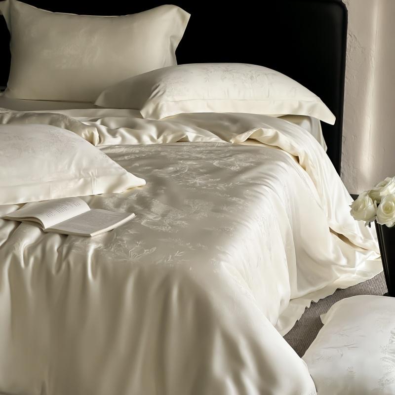 Nordic Style Lyocell Jacquard 4-Piece Luxury Summer Duvet Cover Set