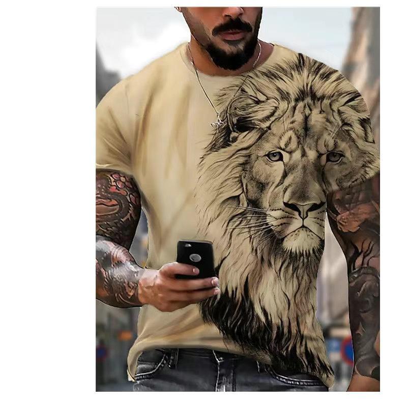 New 3D Printed Men's Round Neck Short Sleeved Casual T-shirt Men's Summer T-shirt