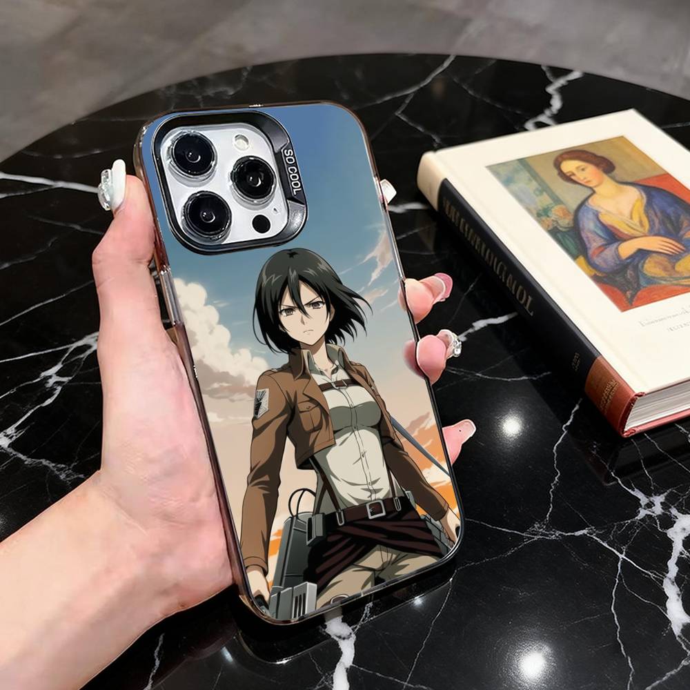 A-Attack On T-Titan M-Mikasa A-MA Phone Case For iPhone 17,16,15,14,13,12,11 Plus,Pro Max,XS,Colorful Silver Black Cover