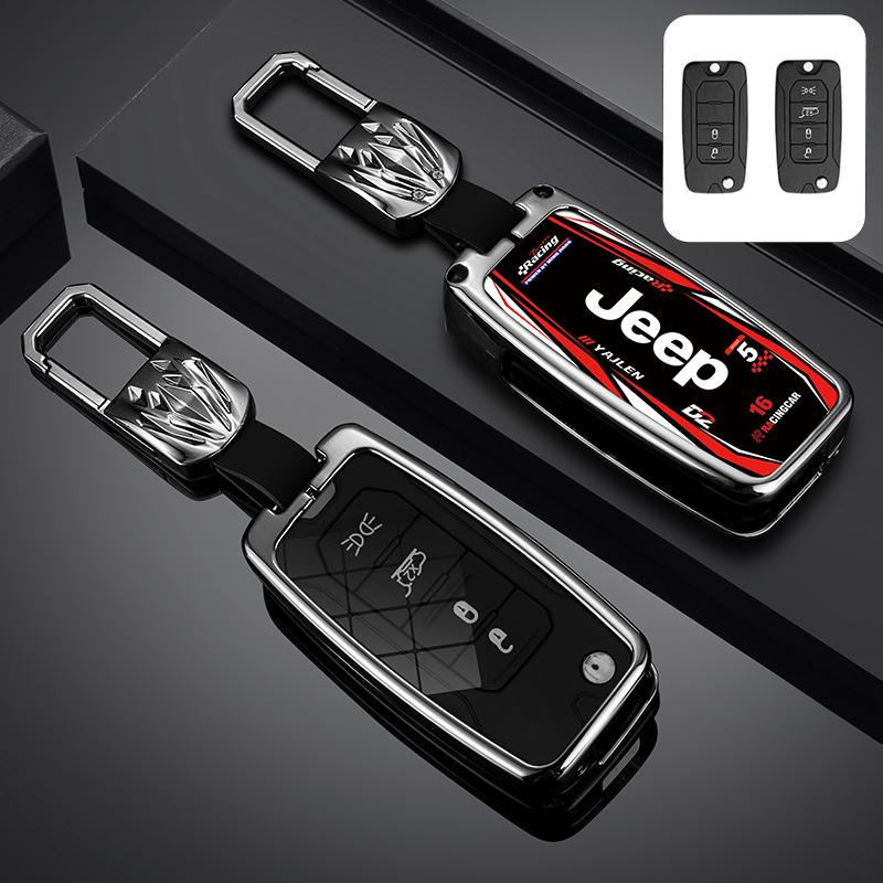 Zinc Alloy Track Style Car Flip Key Case Cover For Jeep Renegade Compass 2016 2019 Folding Keyless Protector Bag Accessories