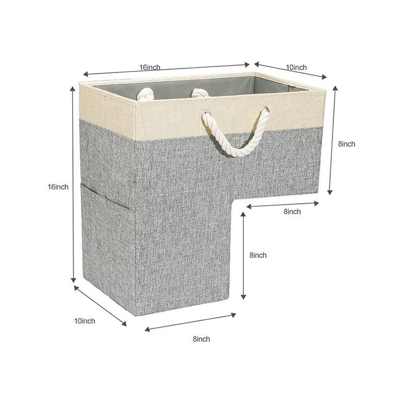 1 шт. креативная корзина для лестницы, портативный дизайн, двухцветная плетёная ручка из хлопковой веревки, корзина для хранения мелочей с тканевым мешком stair shape