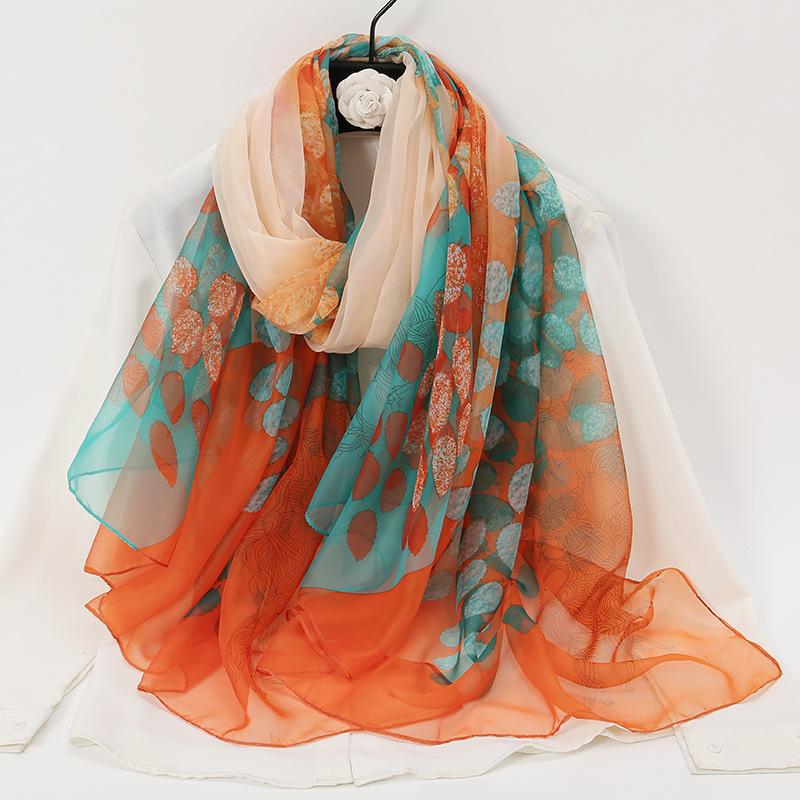 180Cmwomen Chiffon Scarf Summer Soft Floral Print Sunscreen Beach Scarves Thin Foulard Viscose Autumn Fashion Female Wrap Shawls