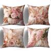 4 Pièces Housse de Coussin Rose Rose Papillon Vintage Dentelle Florale Imprimé Perle Housse de Oreiller Polyester Décoration de Maison Canapé Salon