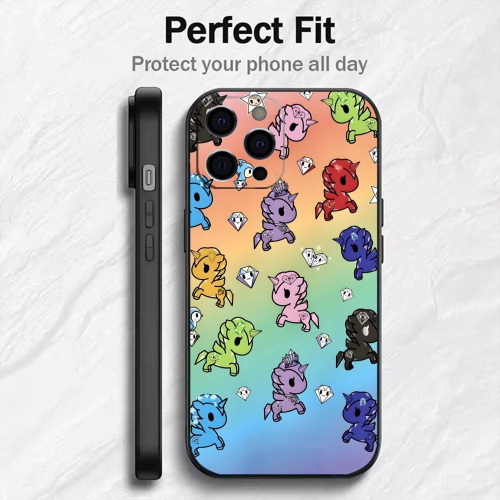 Japanese Pop T-Tokidoki-i Culture Phone Case For iPhone17,16,15,14,13,12 Plus,Max Soft Silicone Black Cover