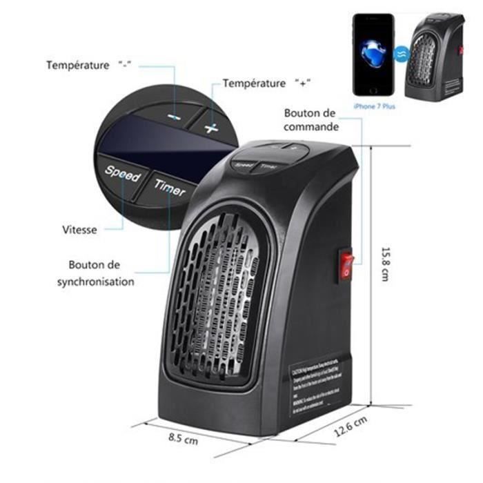 Bathroom Fan Heater - Mini Auxiliary Heater with Adjustable Thermostat Powerful 400 Watts Low Consumption - M33701