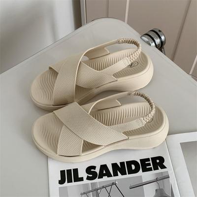 Sandalen für Damen Neue Oberbekleidung Einfarbige Sandale Damen Sommer Lässig Plateau Mode Strand Outdoor Flache Sandalen