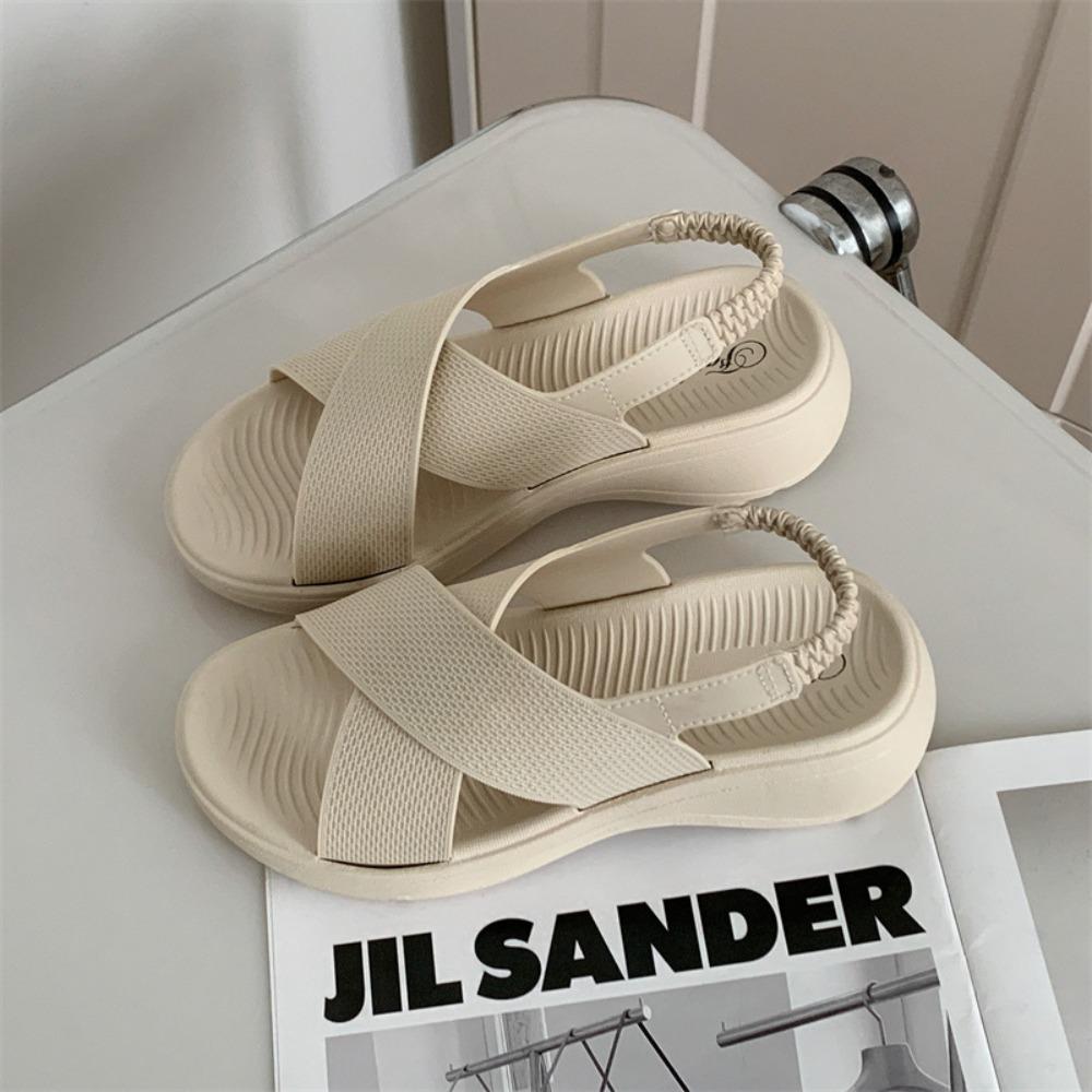 Sandals for Women's New Outer Wear Solid Color Sandal Womens Summer Casual Platform Fashion Beach Outdoor Flat Sandals