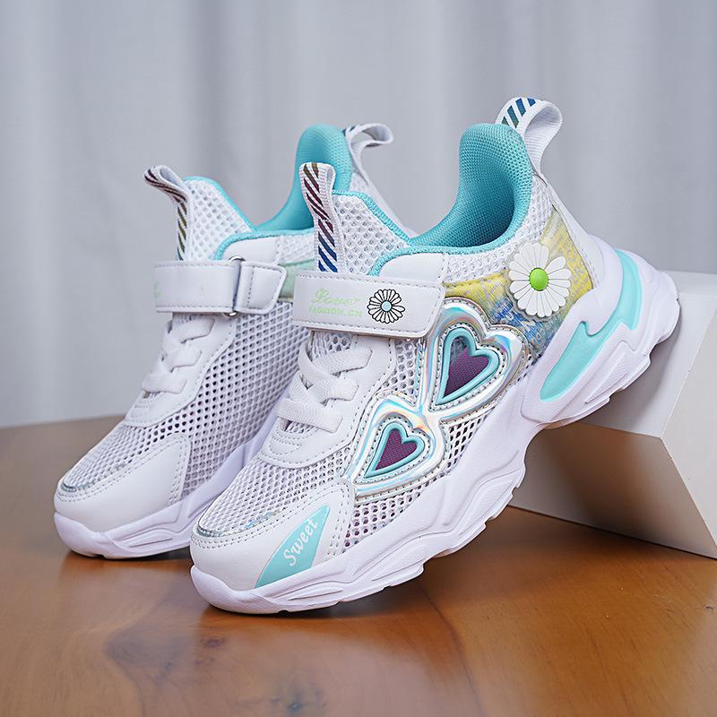 

Girls single mesh breathable casual running shoes spring and summer new middle-aged and older children cute fashion little girl mesh sneakers 38
