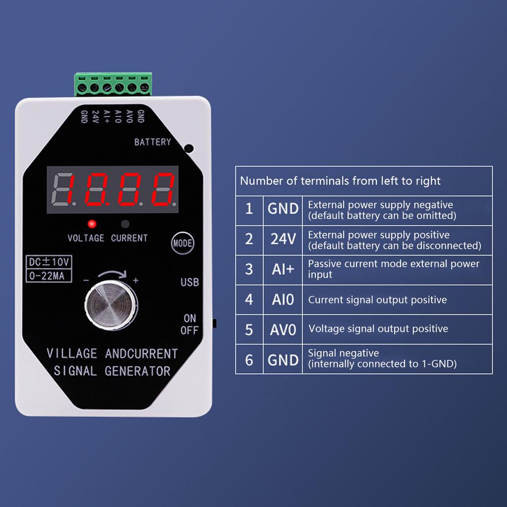 Signal Generator with Rechargeable Battery 0 to 4 to 20mA Current Voltage Instrument Testing for Industrial Applications