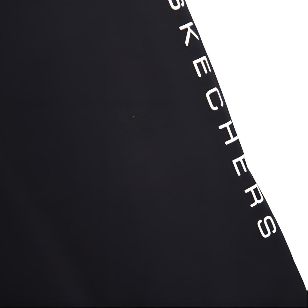 Skechers Solid Color Simple Brand Logo Print Drawstring Woven Casual Pants Women bottoms Carbon-Black P423W093-0018