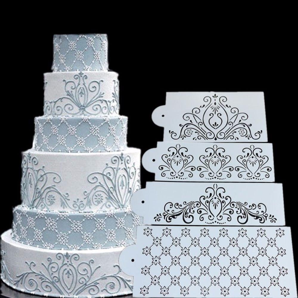 Cake Decorating Tool Damask Lace Border Cake Side Cupcake Stencil Sugarcraft Decoration Mould Baking Tool Kitchen Accessories