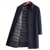 Winter Men's Long Wool Coat Pack Removable Down Liner Wool Coat Jacket