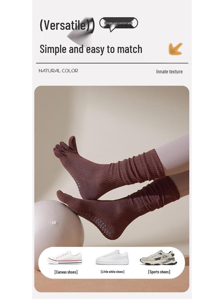 Vijf-Teen Antislip Over-de-Knie Pilates & Yoga Sokken voor Dames - Herfst/Winter Fitness Stijl