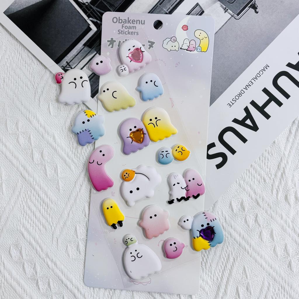 Cartoon Ghost Diamond 3D Puffy Sticker Scrapbooking Diy Journal Stationery Sticker Cute Decor School Supplies Gift