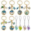 Ocean-Themed Zinc Alloy Keychain with Starfish, Seashell, Turtle, and Coconut Tree Charms