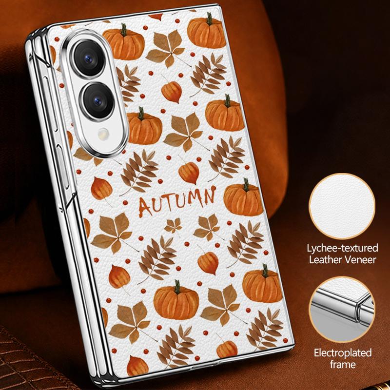 Halloween Ghost Pumpkin Case For Samsung Galaxy Z Fold 8 Ultra 7 6 5 4 Z Fold8 Fold7 Fold6 Fold5 Luxury Plating Leather Skin Phone Cover
