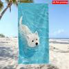 Süßer Westie Hund Unterwasser Druck Strandtuch Entzückendes Welpenmuster Sandfest Schnelltrocknend Weiches Handtuch für Reisen
