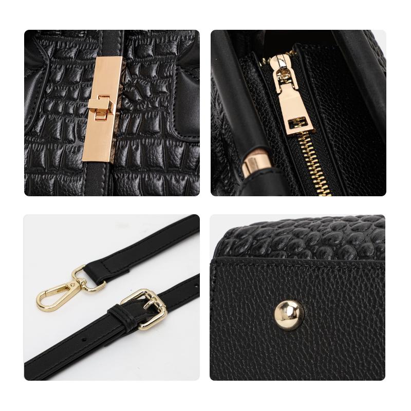 Aidrani Genuine Leather Women's Handbag, Fashion Crocodile Pattern Design, High-end Luxury Cowhide Bag Large Capacity