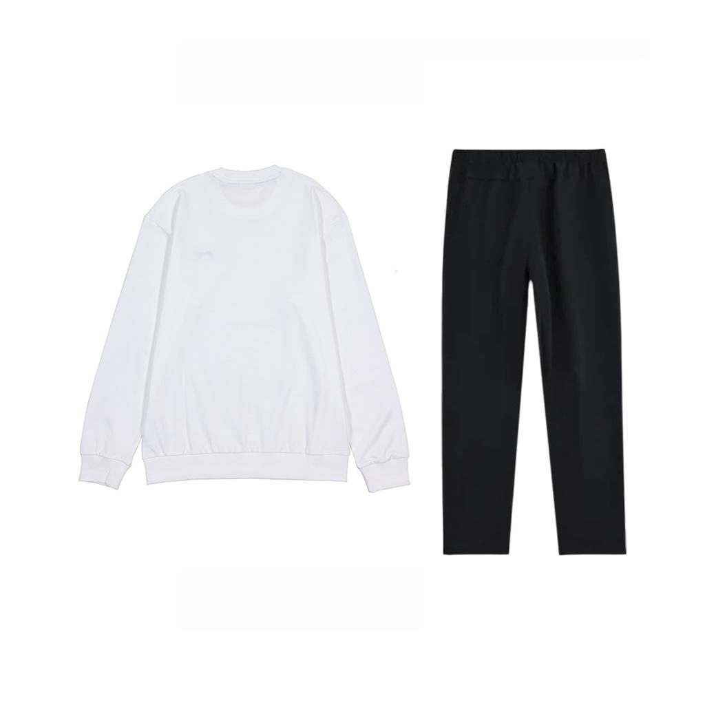 Li-Ning Minimalist Versatile Round Neck Comfortable Lace-Up Outdoor Commuting Casual Sports Suit Men suit AWDTC73-2+AKLU949-1