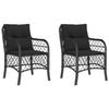 VidaXL Set of 2 Garden Chairs with Cushions, Patio Seats with Removable Cover, Outdoor Furniture for Terrace, Black 365153