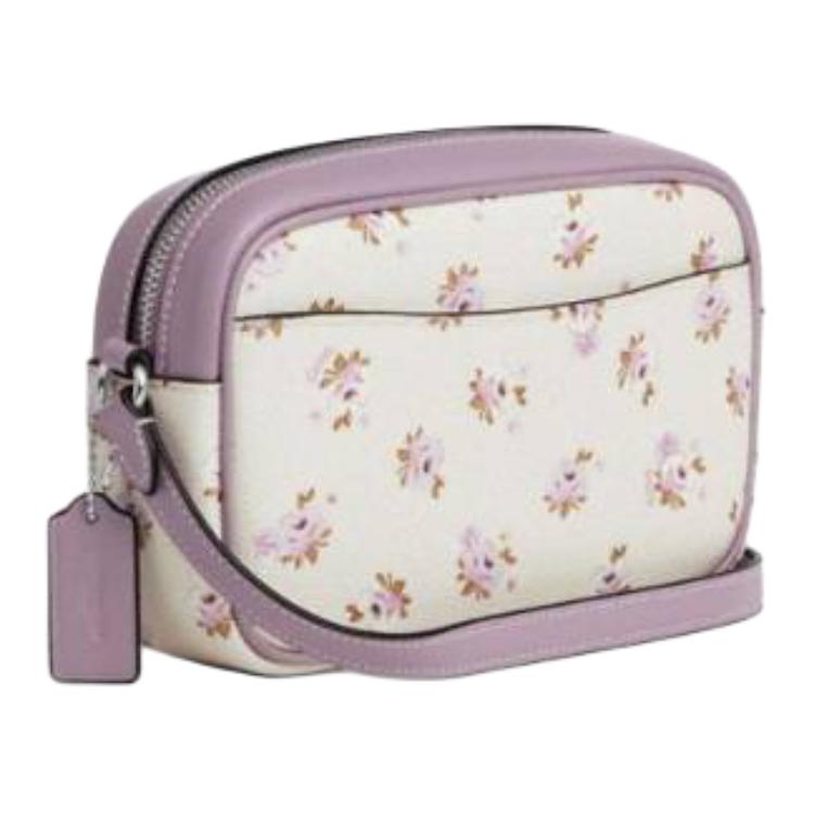 Coach Jamie 20 Floral Print Logo Coated Canvas Camera Bag Women Shoulder Bag Beige Purple CBA70-SVCAH