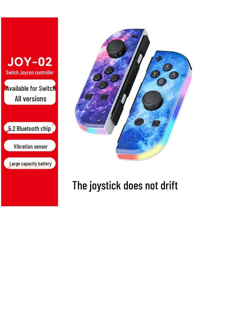 Colorful RGB Switch Joy-Con Left & Right Controllers with Wake-Up, Bluetooth 5.2, Vibration, and Motion Control.