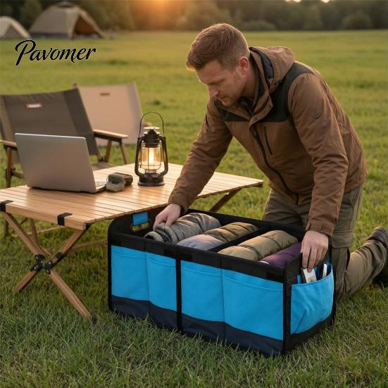 Partitioned Cargo Organizer Car Trunk Organizer, Compartments Design, Durable Waterproof Heavy Duty Vehicle Storage Oxford Container for And