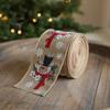 Xmas Linen Christmas Ribbon Tree Printed Bouquet Ribbon Gift Box Packing Strap  Christmas Decor