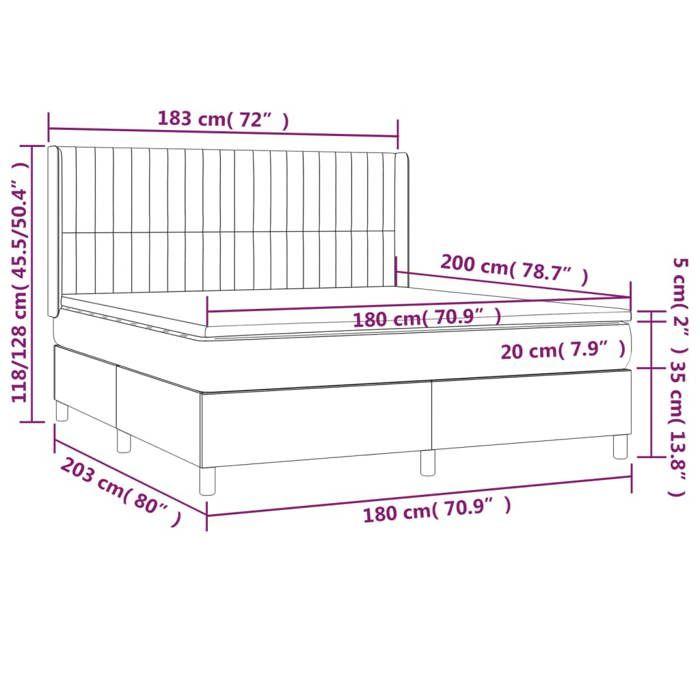 VidaXL Slat Bed Base with Mattress and LED, Upholstered Bed, Double Bed, Adult Bed for Interior Bedroom, 3138493