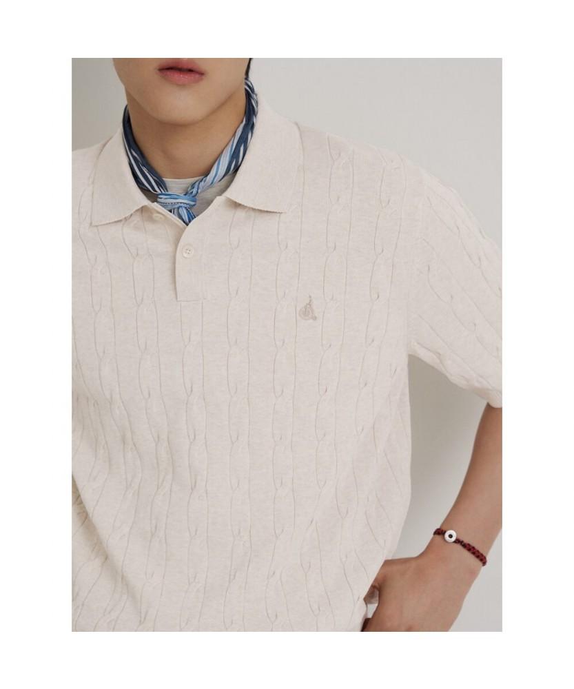 Binpolmen Cable Collar Neck Knit Ivory