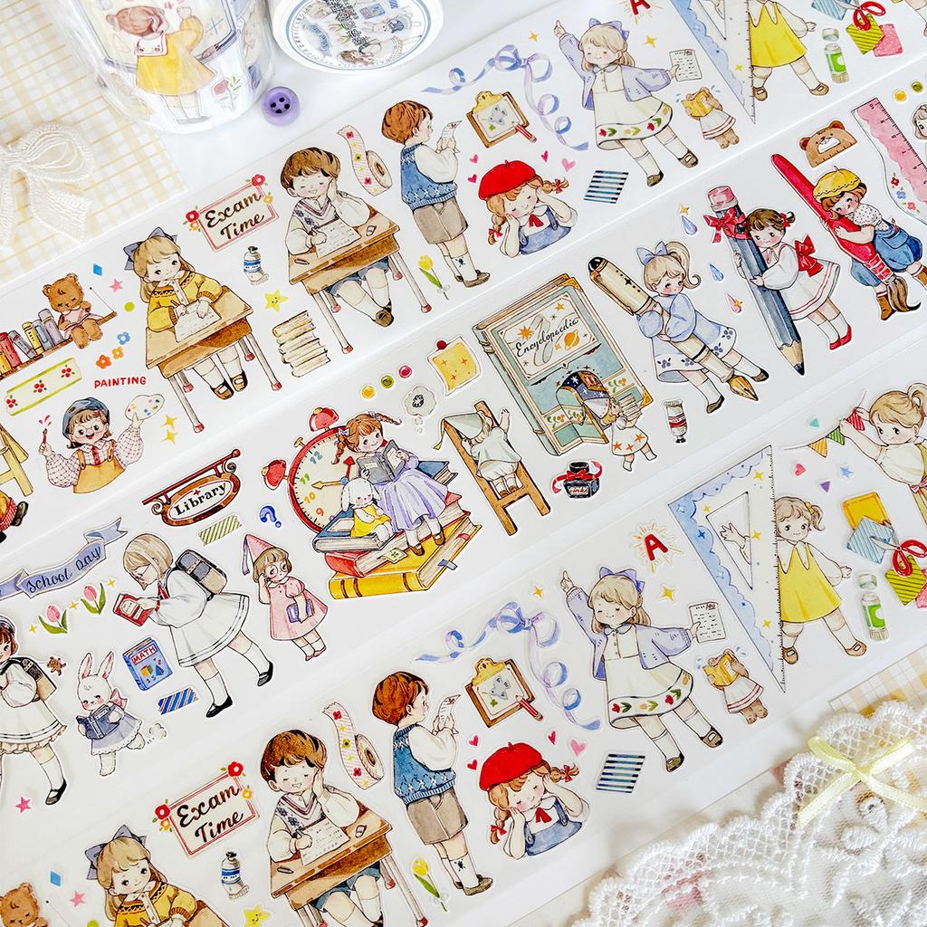 Cute DieCut Washi Tape Stickers - Little People & Angel Diary Collection for Family Travel Diary