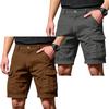 Men's Cargo Shorts 6 Pocket Elastic Waist Button Closure 2 Pack Casual Work Shorts