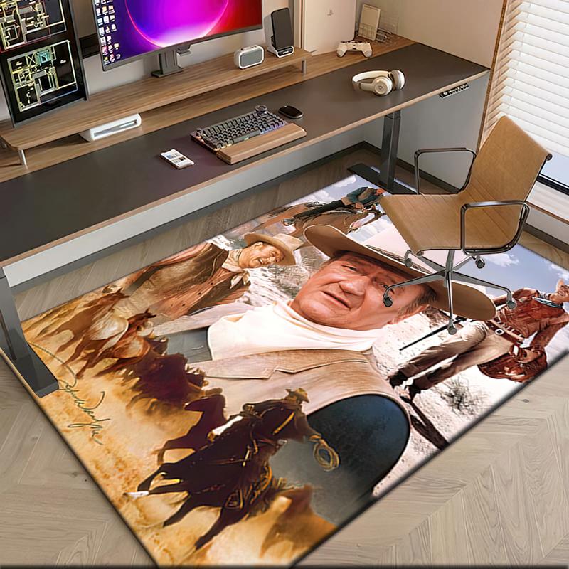 1pc John Wayne's vintage cowboy poster Carpet Rug for Living Room Bedroom Home Sofa Decoration,Kids play Non-slip Floor Mat