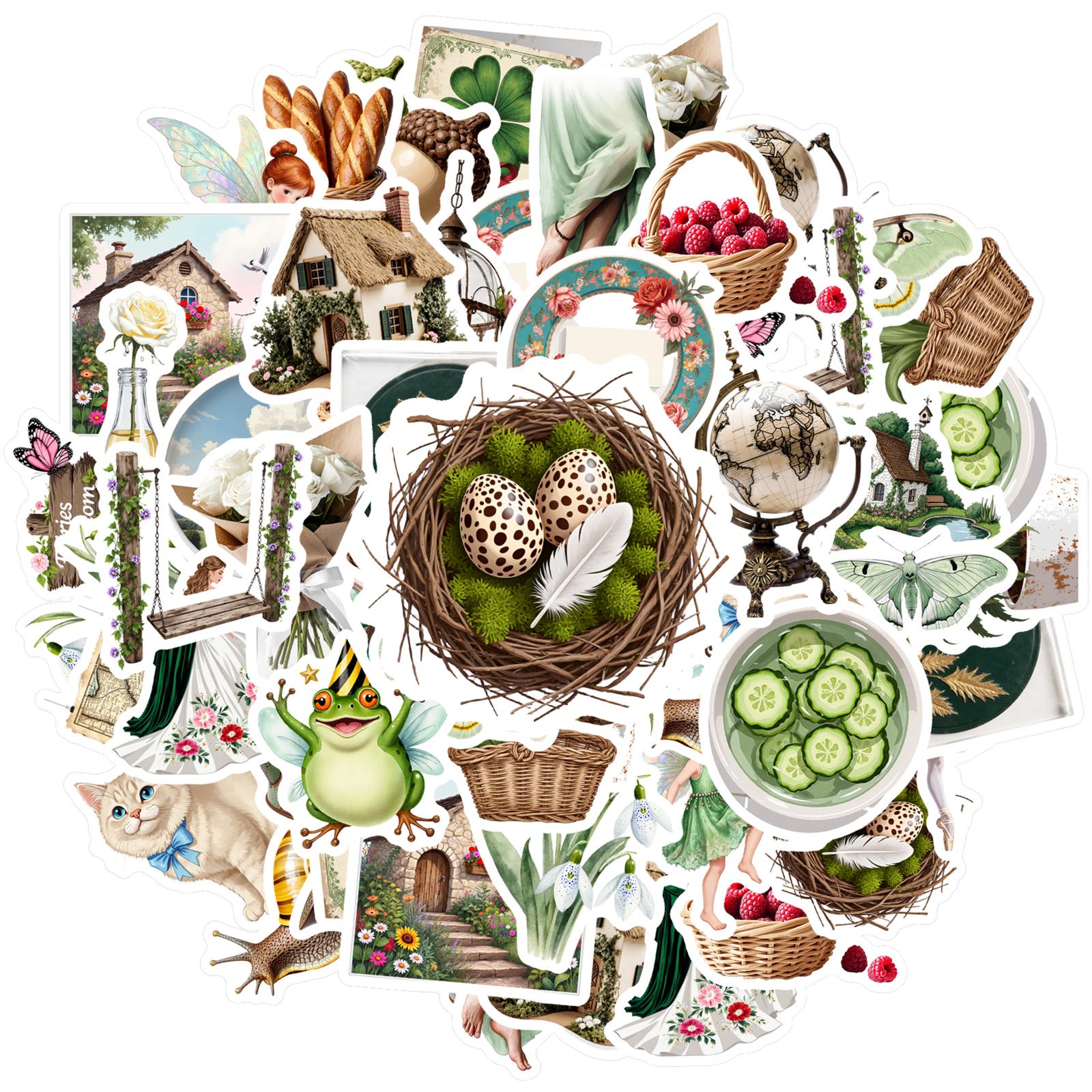 

35pcs Whimsical Nature Stickers Rustic Gardening DIY Stickers Teacher Reward Stickers For Laptop Motorcycle Luggage Phone