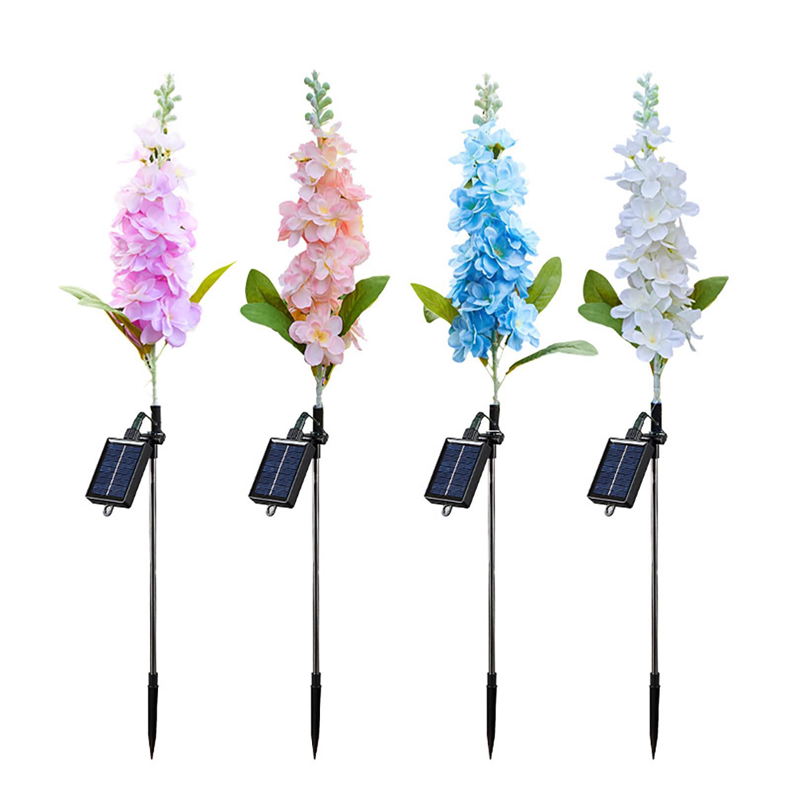 

4 шт. солнечные фонари для уличного садового декора, модернизированные водонепроницаемые солнечные садовые фонари Delphinium, уличные солнечные цветы для освещения во дворе