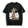 Leopard Print Boot Stationery Graphic Casual Top For Adults Kids Pure Cotton T-shirt