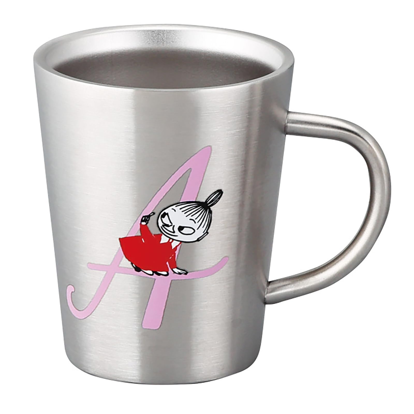 

Moomin Stainless Steel 9 x Initial Birthday Made in Mug, Heat-Resistant, Double-Walled, 360ml, Diameter Approx. 11cm, A , Silver, Gift, Japan,