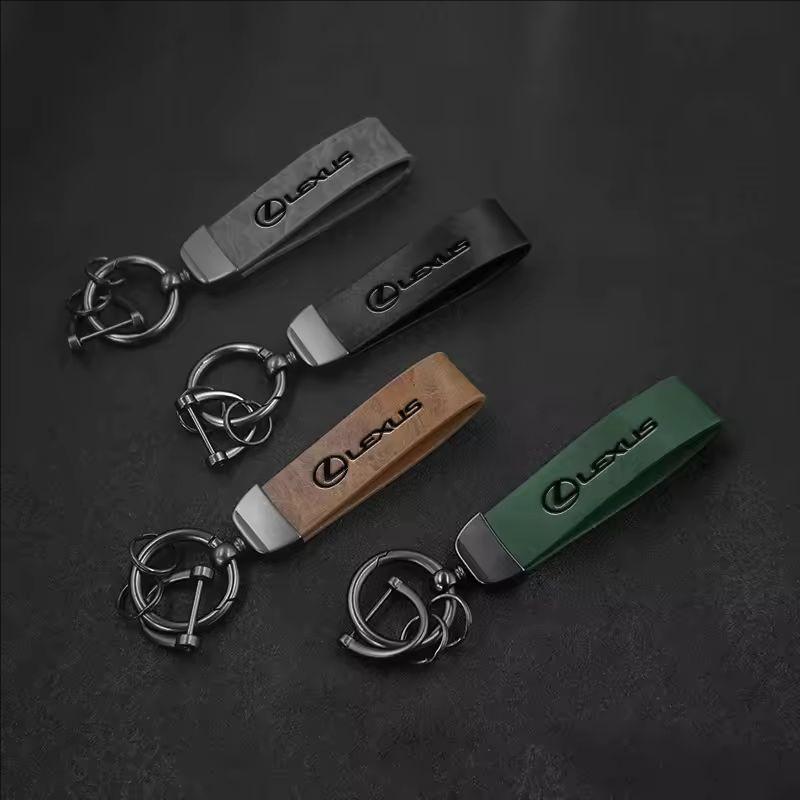 Interior Stickers Car Keychain Cowhide Leather Key Rings Waist Buckle Carabiner For Lexus CT ES GS NX IS250 CT200h IS300h ES300h AY6