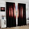 Gothic Dark Red Forest Curtains, Haunted Creepy Landscape Misty Forest Window Treatments Spooky Horror Halloween Forest Window D