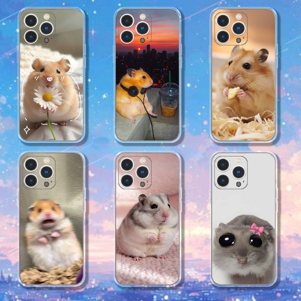 Cute Animal Hamster Phone Case For iPhone 17,16,15,14,13,12,11 Pro,Max,Plus,X,XS,XR,SE4,E Mini Transparent Soft Cover