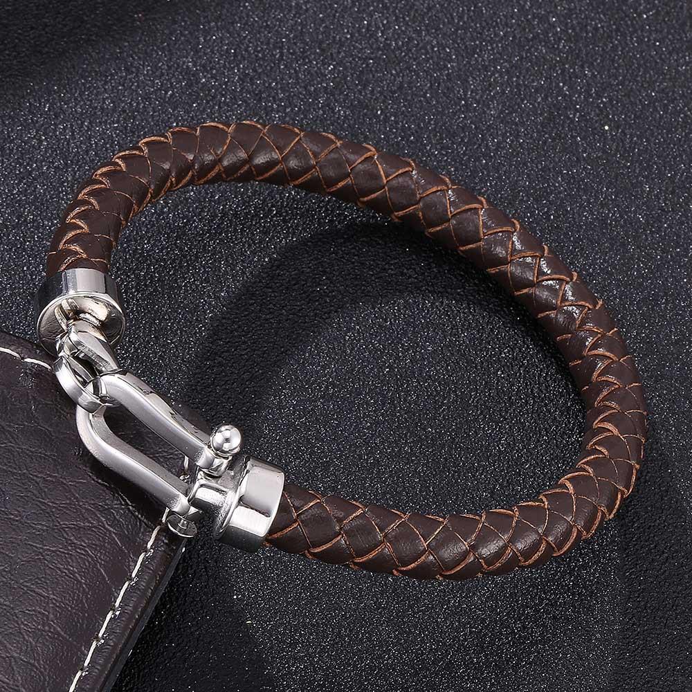 2026 Europe and America, Men s Leather Bracelet Horseshoe Buckle, Popular Bracelet 16.5CM